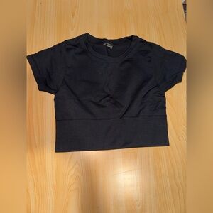 Aerie Offline Black Seamless Cropped Tee Top